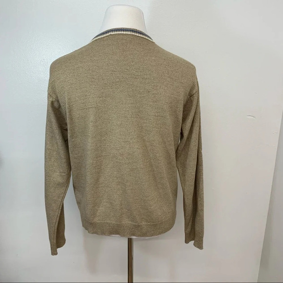 J Crew  Sweater Men XL Merino Wool Cotton V Neck Long Sleeve  Neutral Tan Work - Picture 5 of 11